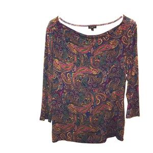 Talbots paisley blouse 3/4 length sleeves.